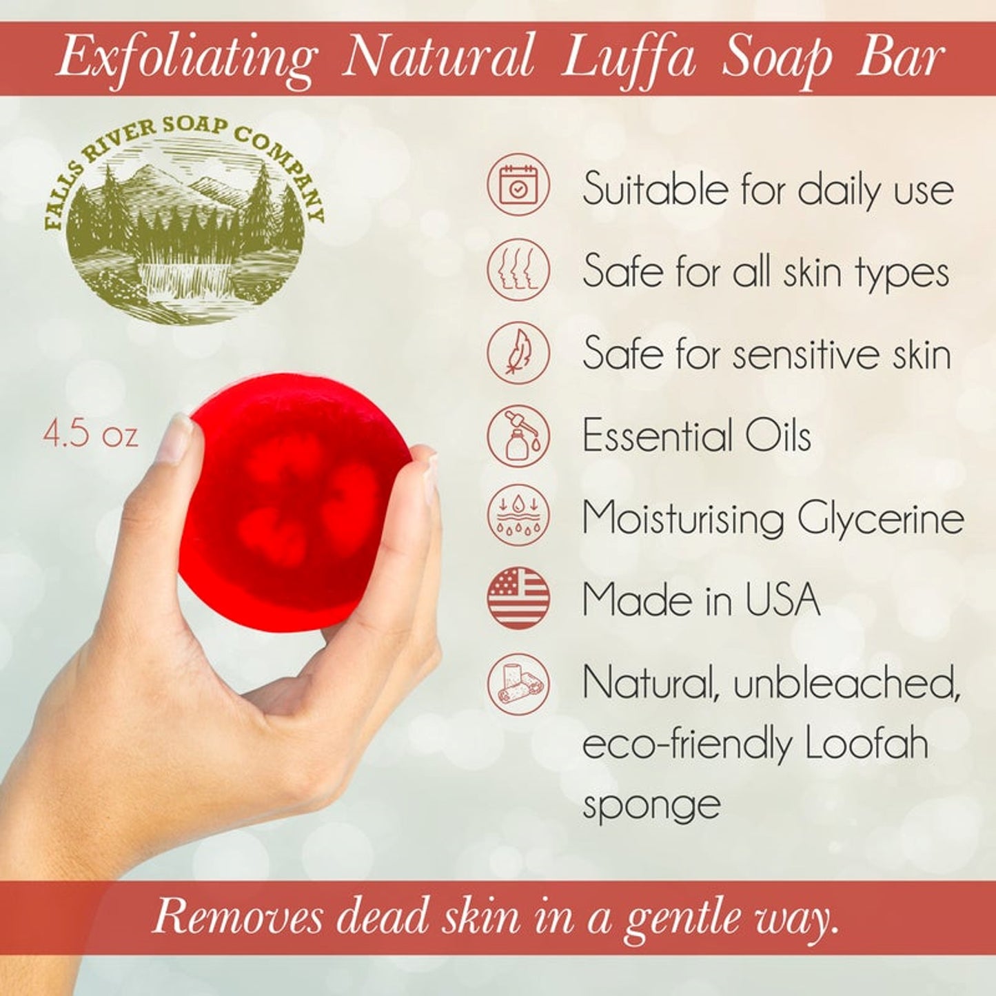 Barra de sabonete bucha vegetal Falls River Soap, luxuosa e artesanal, vegana, sem glúten e sem crueldade - Açúcar de baunilha quente, 5 oz