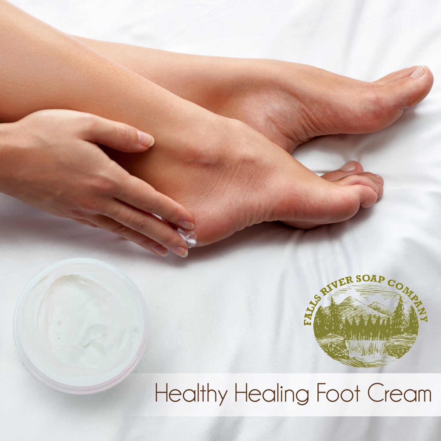 Creme cicatrizante para os pés Falls River Soap com manteiga de cacau, vegano e livre de crueldade - hortelã-pimenta, 2 oz