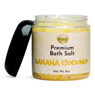 Esfoliante de sais de banho premium Falls River Soap, vegano e sem crueldade - Banana e Coco, 8 oz