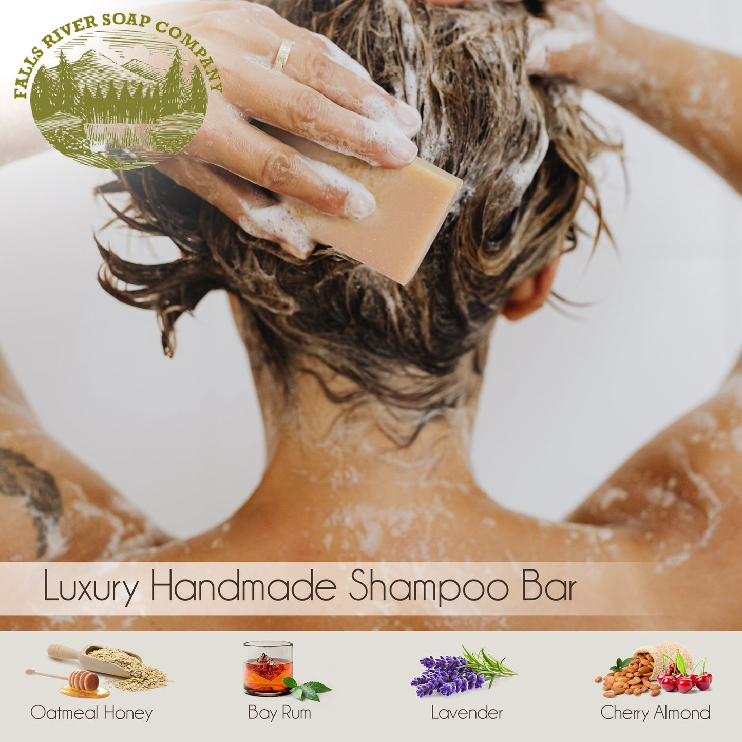 Barra de sabonete Falls River Soap Shampoo, luxuosa e artesanal, vegana, sem glúten e sem crueldade - Aveia e mel, 4 oz