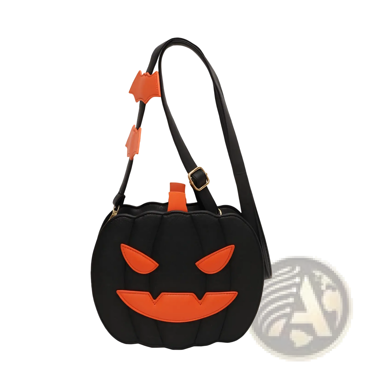 Funny Pumpkin and Bat Crossbody Bag with Detachable Charm