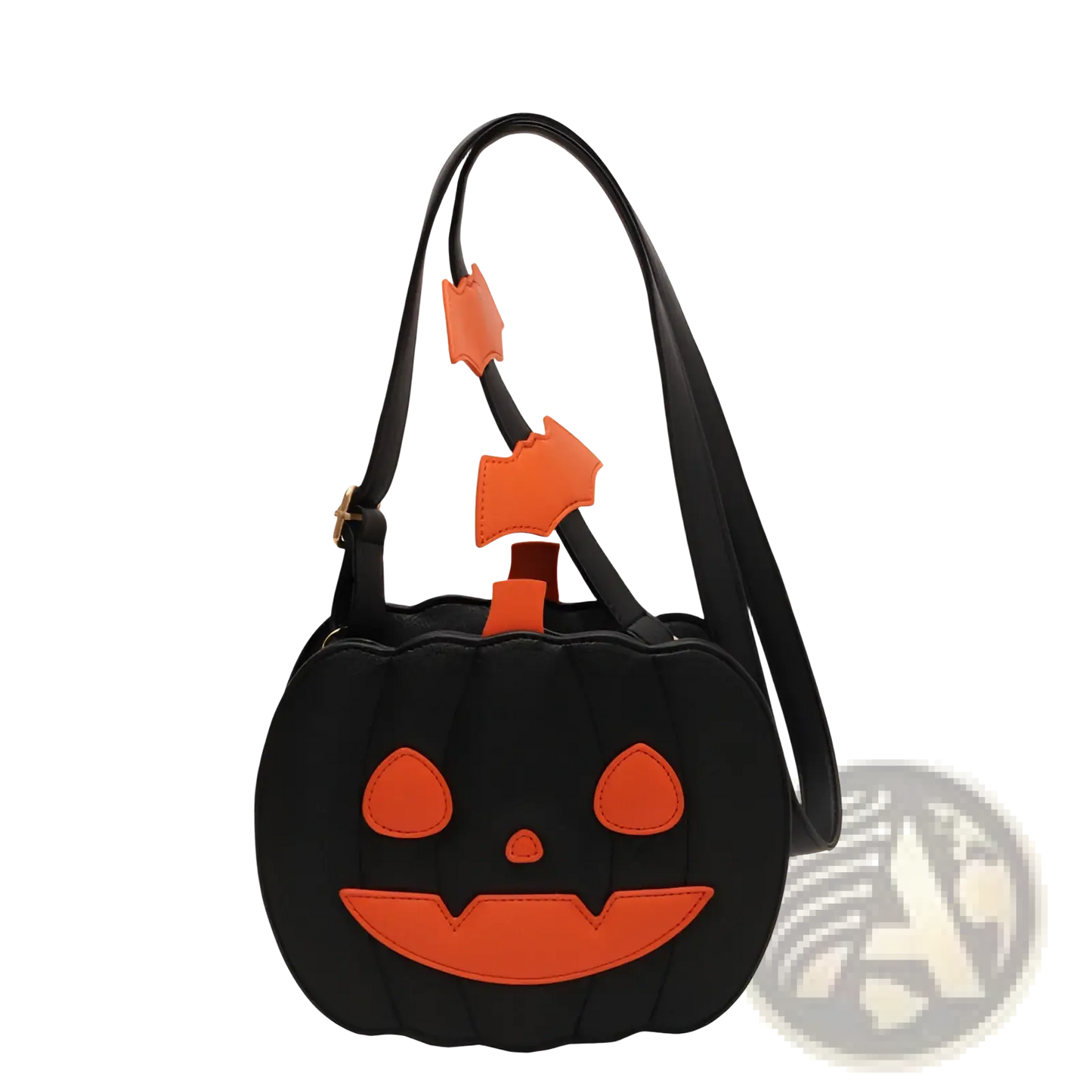 Funny Pumpkin and Bat Crossbody Bag with Detachable Charm
