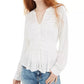 Top peplum texturizado com acabamento em renda da American Rag Juniors, tamanho pequeno, branco