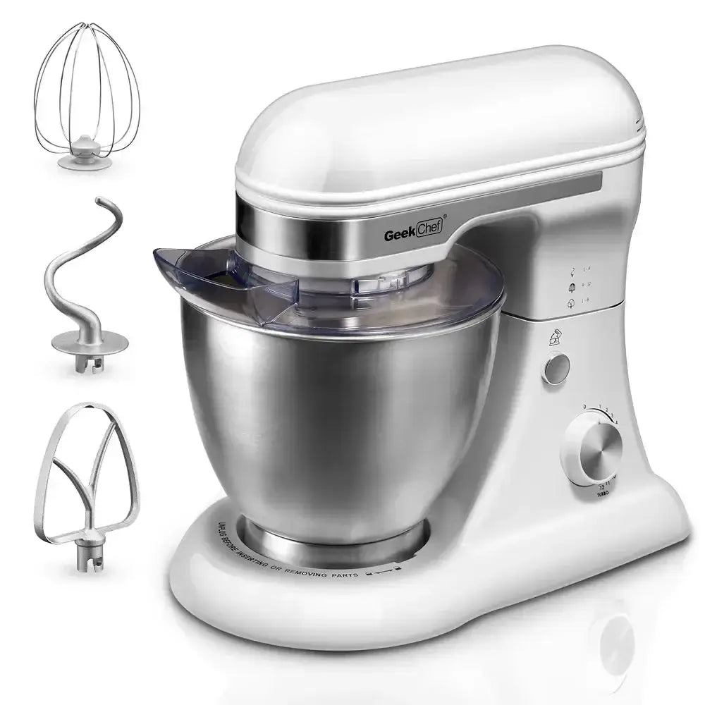 Geekchef 4.8qt White Electric Stand Mixer with 12 Speeds