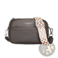 Genuine Leather Crossbody Bag with Geometric Pattern Strap