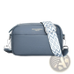 Genuine Leather Crossbody Bag with Geometric Pattern Strap
