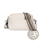 Genuine Leather Crossbody Bag with Geometric Pattern Strap
