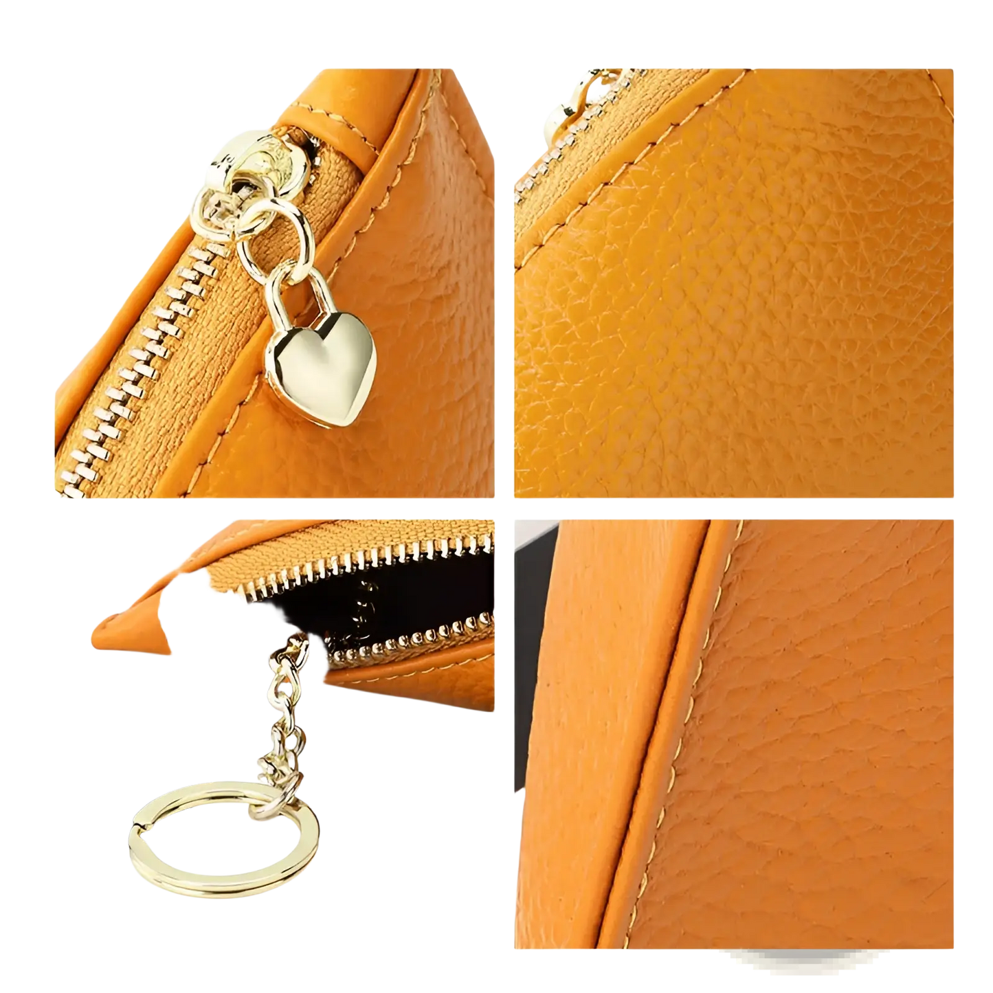 Genuine Leather Heart Charm Mini Coin Purse