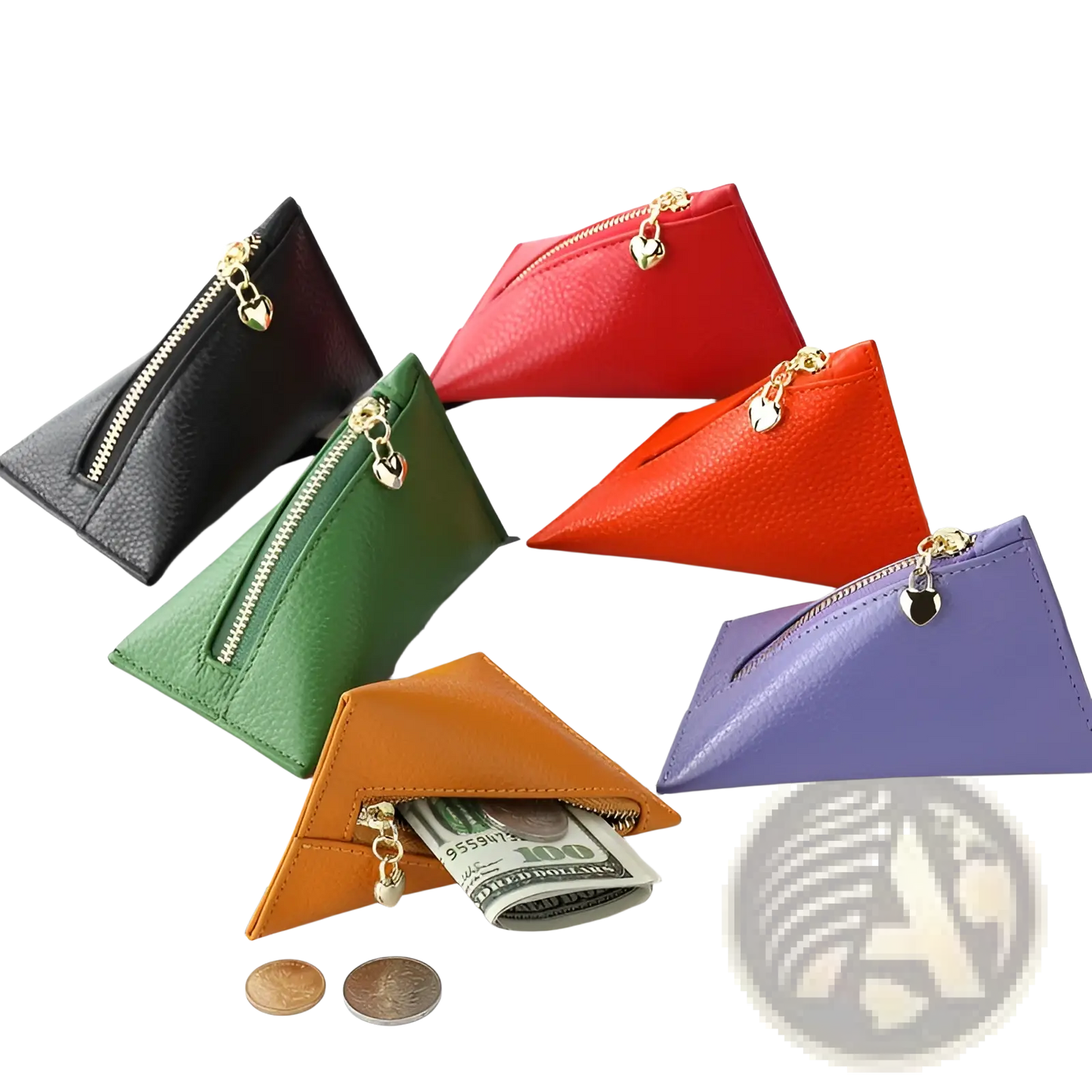 Genuine Leather Heart Charm Mini Coin Purse
