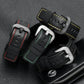 Men's Waterproof Perforated Leather Watch Strap with Green Stitching