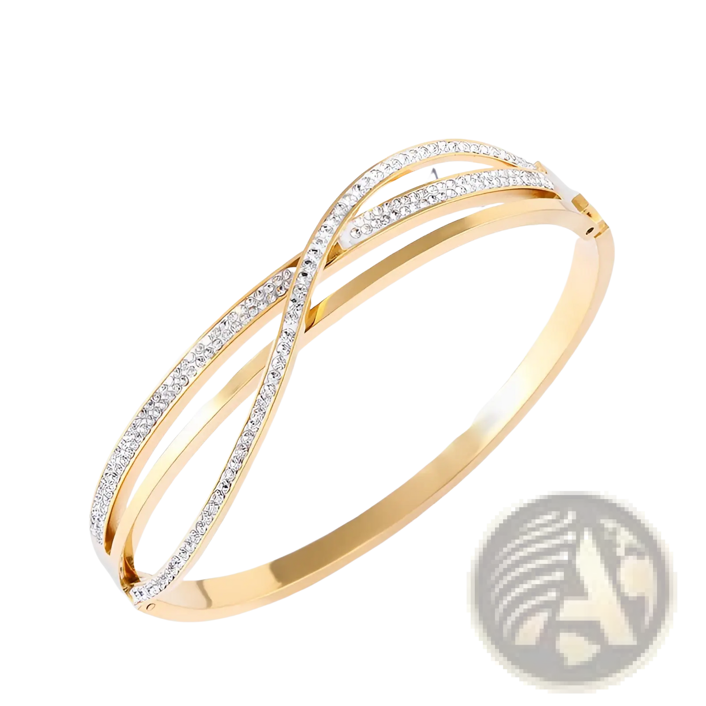 Geometric Crystal Inlaid Titanium Steel Rose Gold Bangle