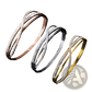 Geometric Crystal Inlaid Titanium Steel Rose Gold Bangle