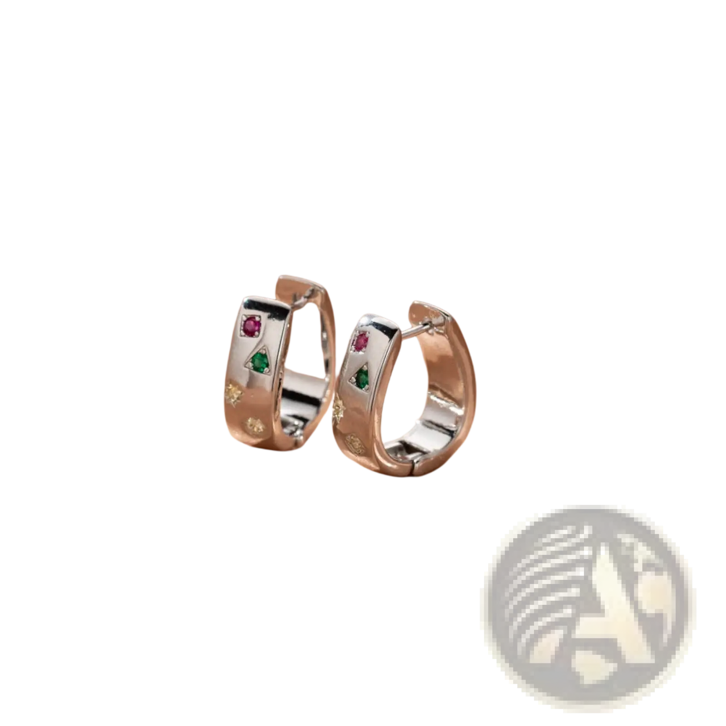Geometric Multi Color Zircon Huggie Hoop Earrings