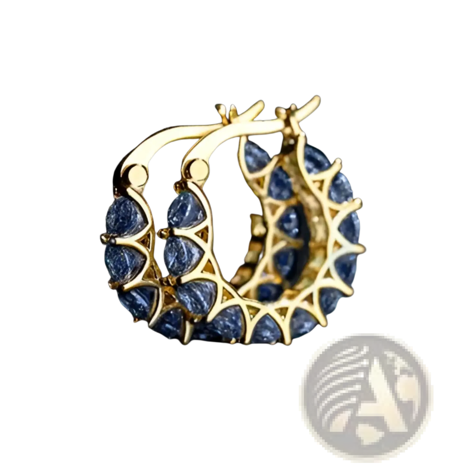 Geometric U-shaped Zircon Lattice Hoop Earrings