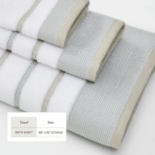 Decorative Cotton Stripe Bath Towel Set - Noelle Collection