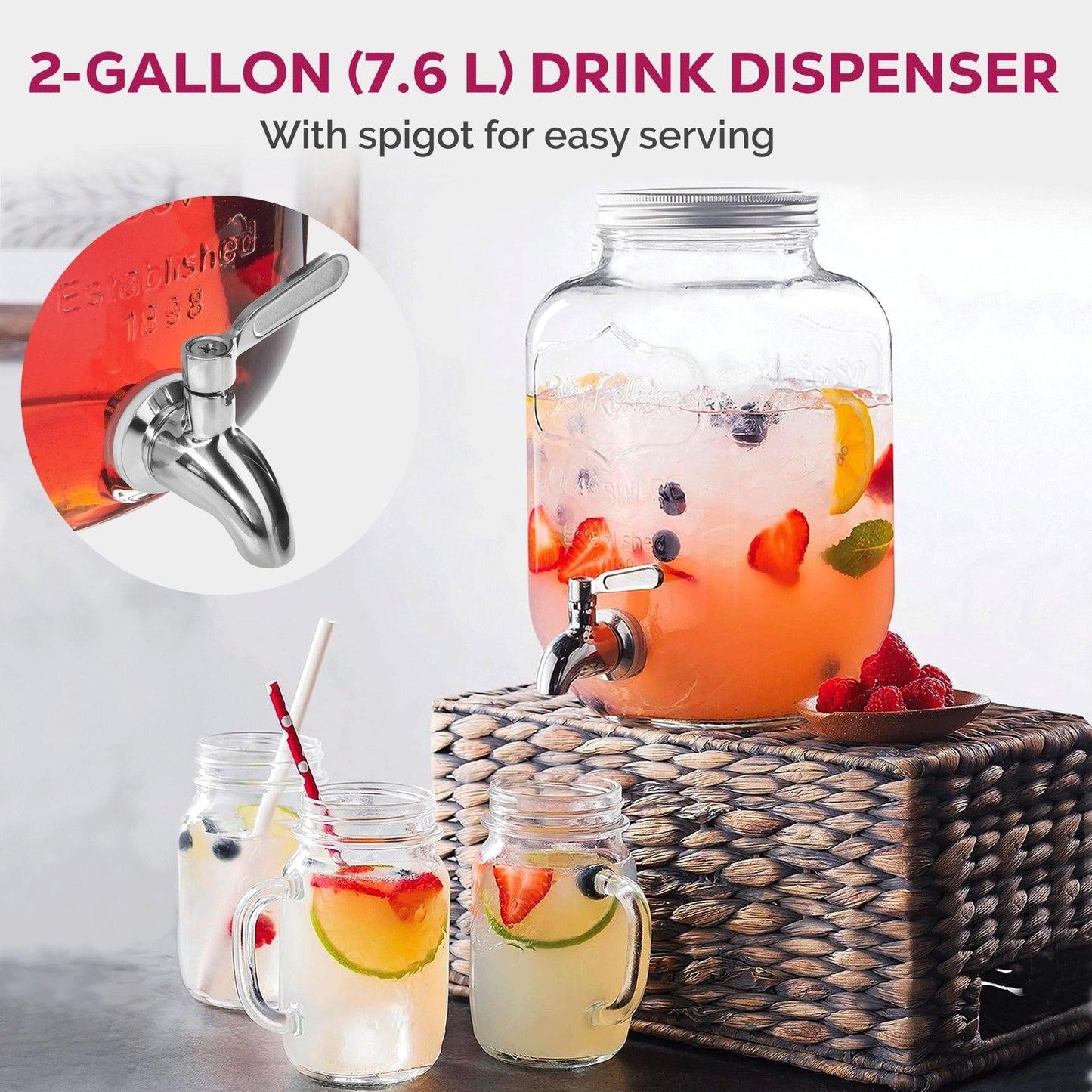 Dispensador de bebidas de vidro 