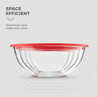 Tigelas de vidro para misturar com tampas - conjunto de 8 peças 