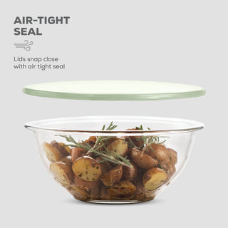 Tigelas de vidro para misturar com tampas - conjunto de 8 peças 