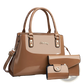 Glossy Patent Leather 3-piece Handbag and Wallet Set