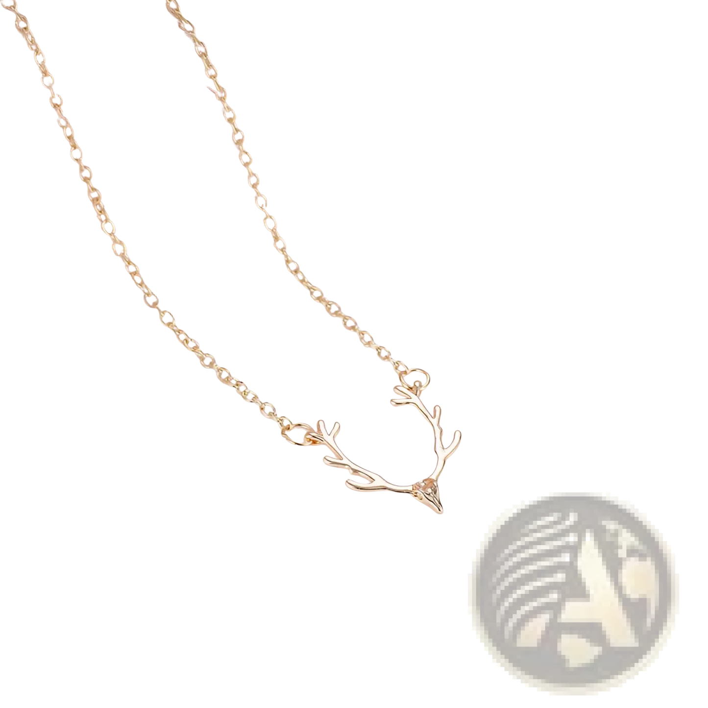 Gold Antler Gemstone Pendant Clavicle Necklace