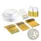 Gold Dinnerware Set 175pcs Disposable Service for 25