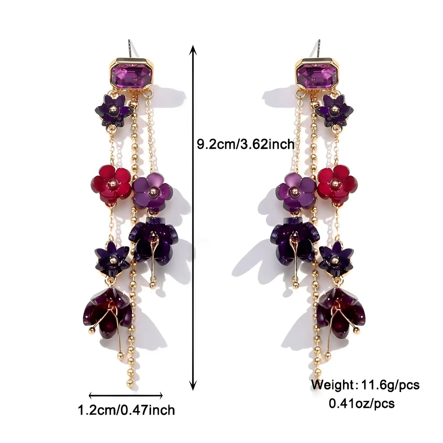 Gold Layered Choker with Red and Purple Acrylic Flowers