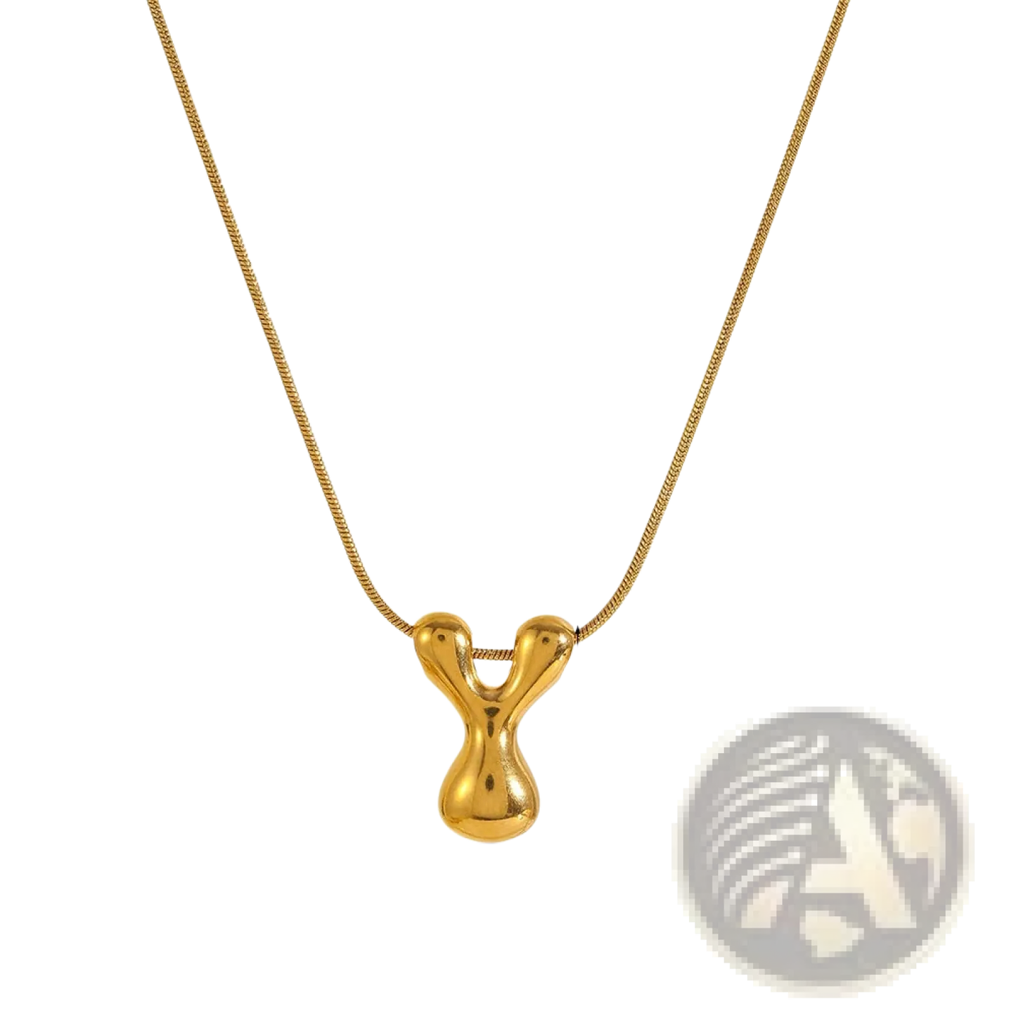 Gold Letter a Layered Snake Chain Necklace