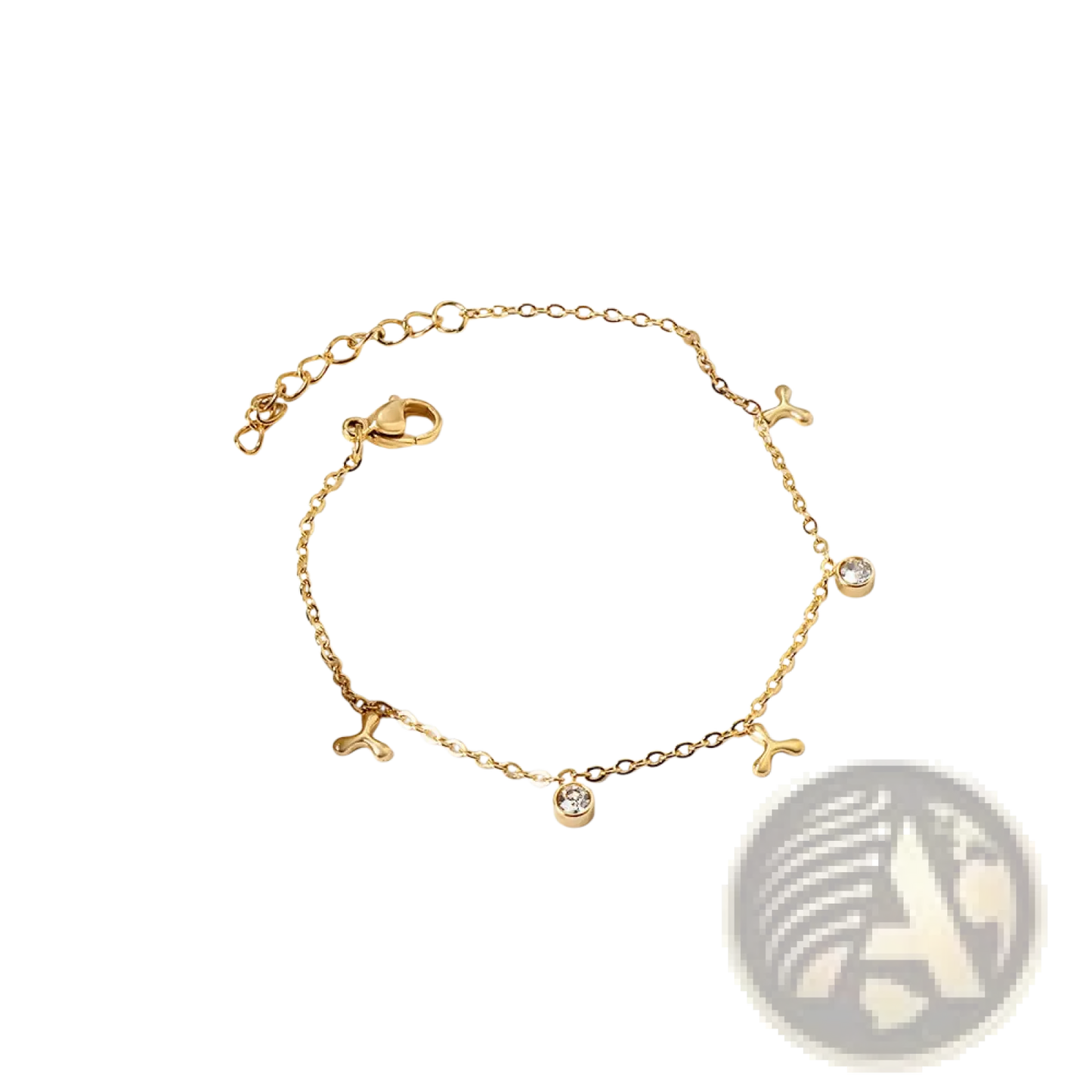 Gold Plated Charm Bracelet with Crystal Accents