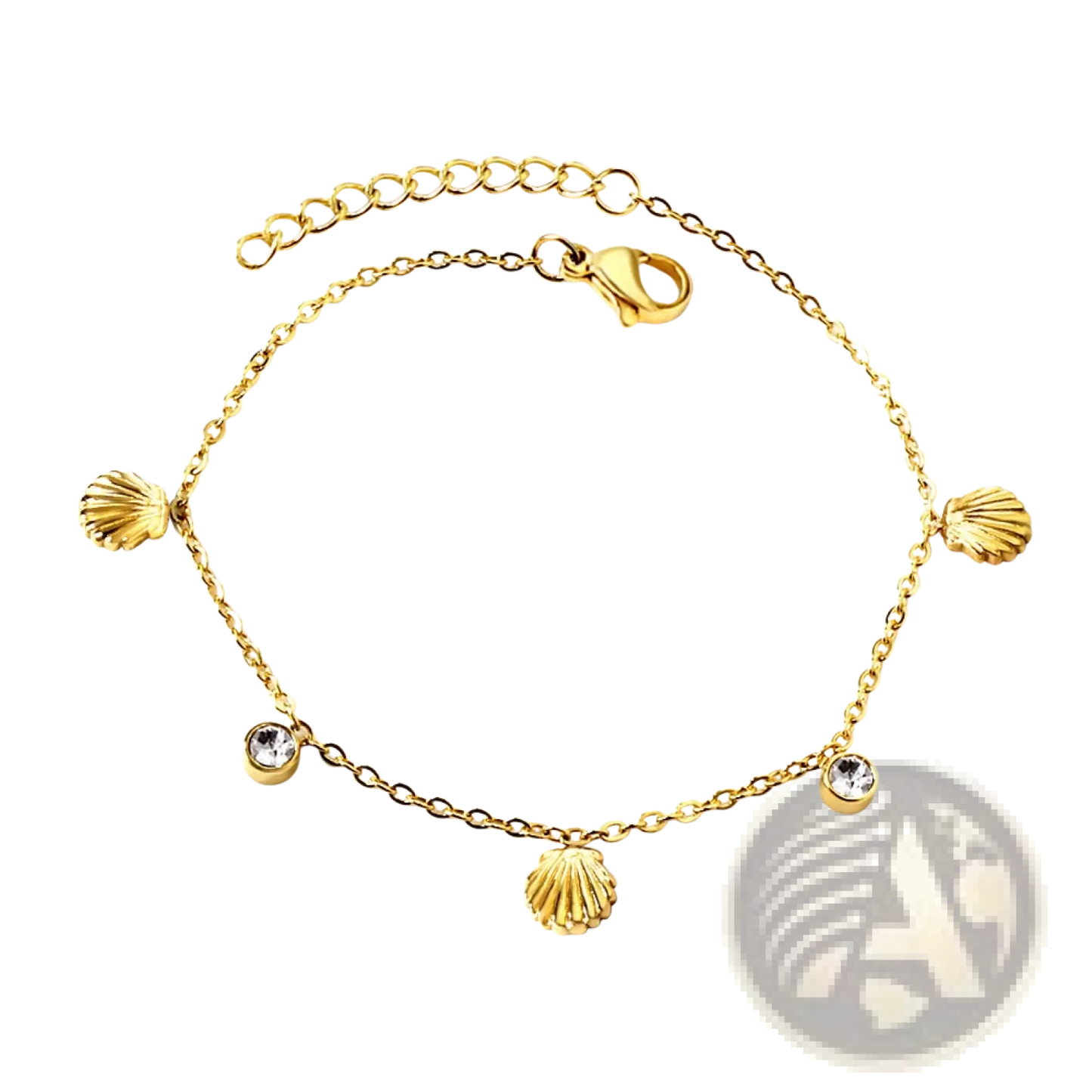 Gold Plated Charm Bracelet with Crystal Accents