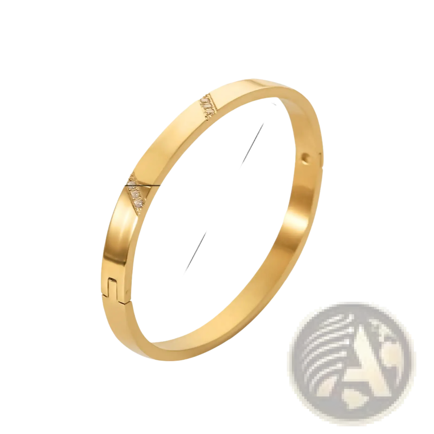 Gold Plated Stainless Steel Zirconia Gemstone Bangle Bracelet