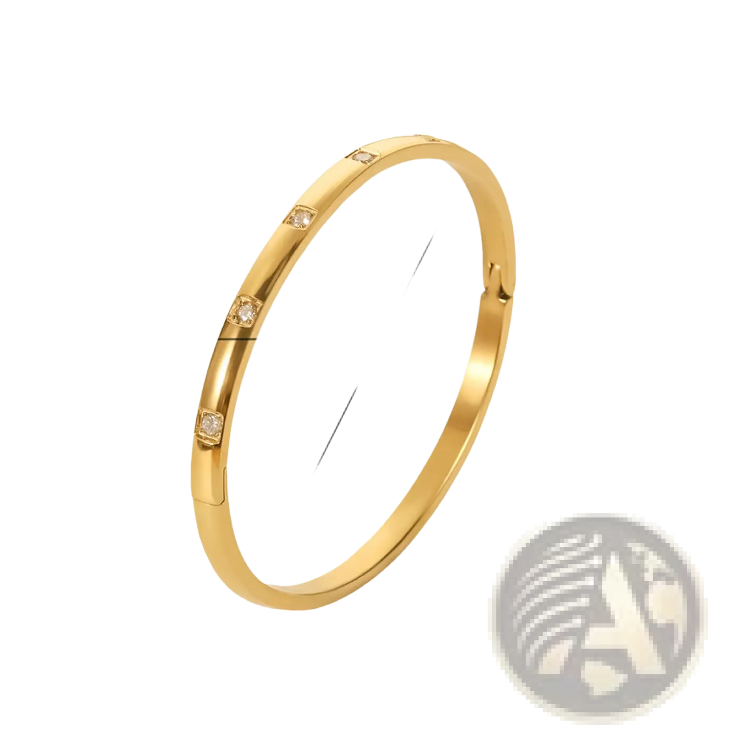 Gold Plated Stainless Steel Zirconia Gemstone Bangle Bracelet