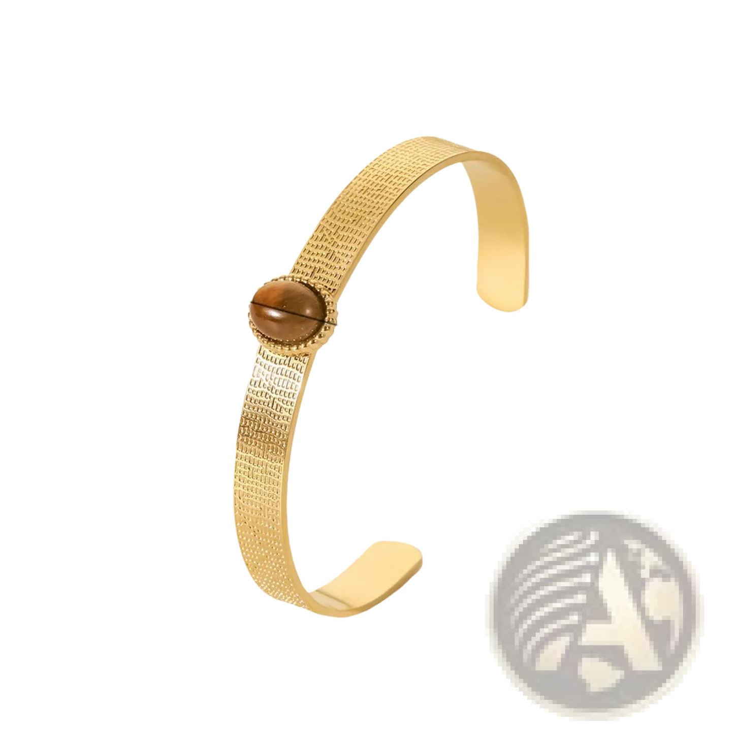 Gold Plated Stainless Steel Zirconia Gemstone Bangle Bracelet