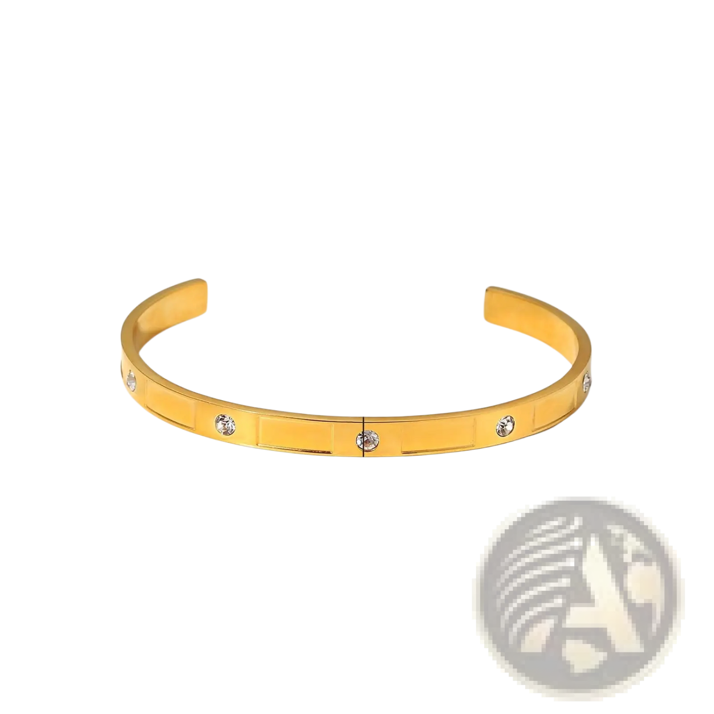 Gold Plated Stainless Steel Zirconia Gemstone Bangle Bracelet
