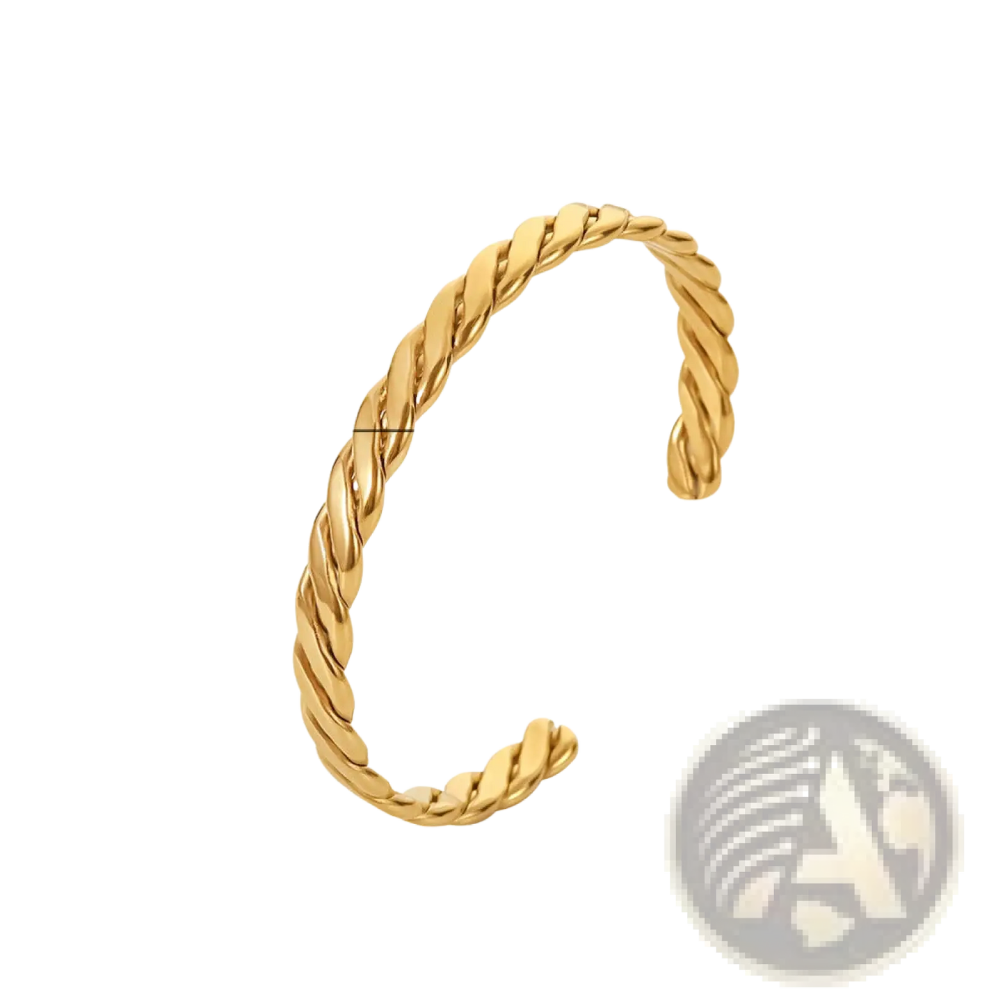 Gold Plated Stainless Steel Zirconia Gemstone Bangle Bracelet