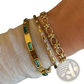 Gold Plated Stainless Steel Zirconia Gemstone Bangle Bracelet