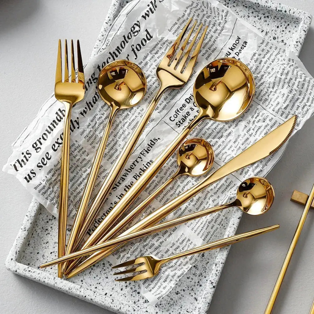 Luxury Gold 304 Stainless Steel Cutlery Set