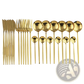 Gold Stainless Steel Cutlery 24pc Pink Two-tone Set