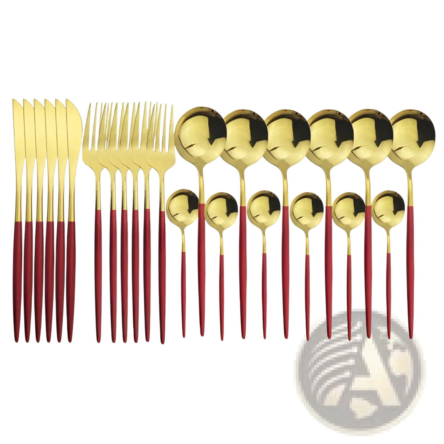 Gold Stainless Steel Cutlery 24pc Pink Two-tone Set