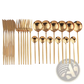Gold Stainless Steel Cutlery 24pc Pink Two-tone Set