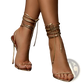 Gold Stiletto Sandals Ankle Wrap Strappy Heels