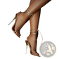 Gold Stiletto Sandals Ankle Wrap Strappy Heels