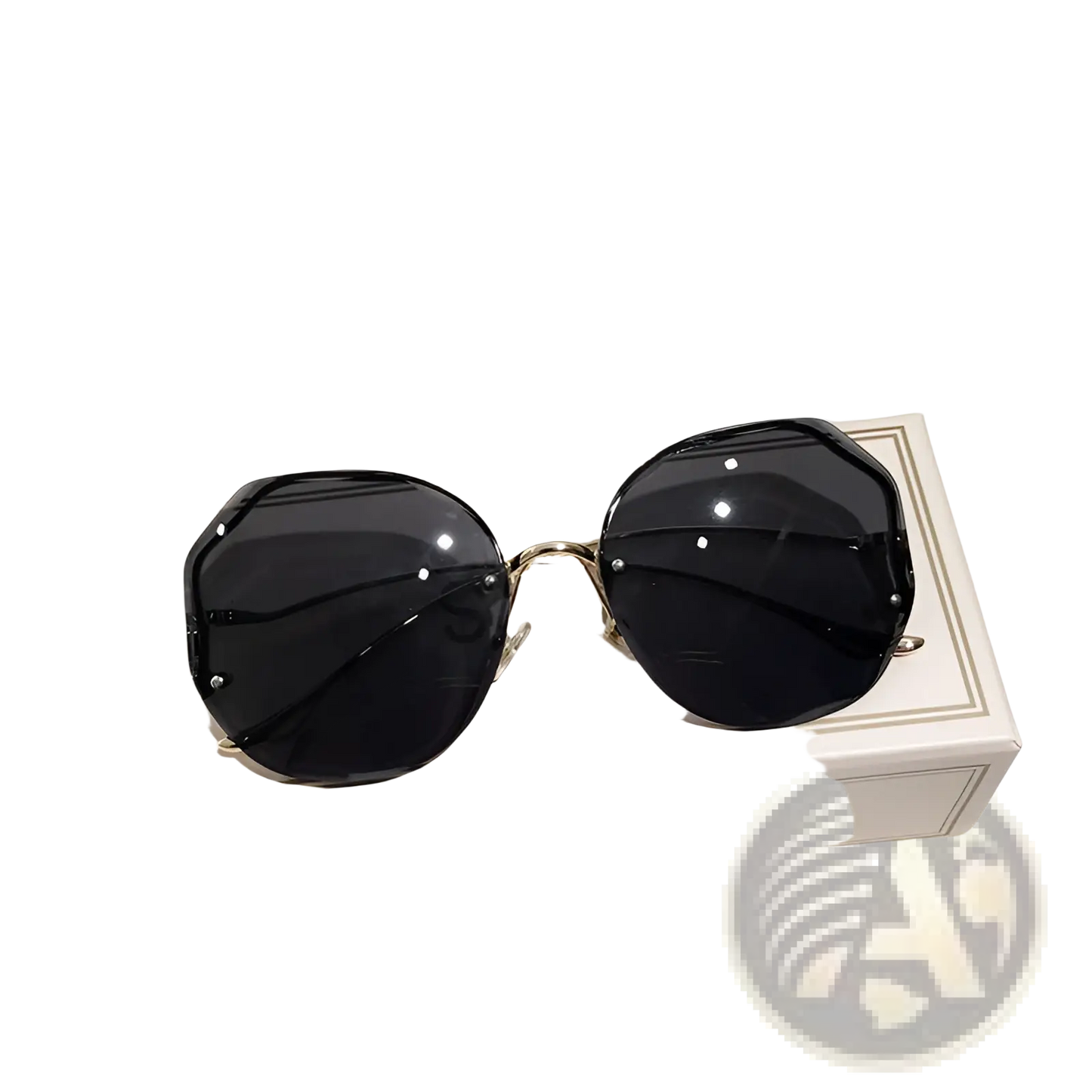 Gradient Oversized Geometric Metal Frame Sunglasses