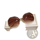 Gradient Oversized Geometric Metal Frame Sunglasses