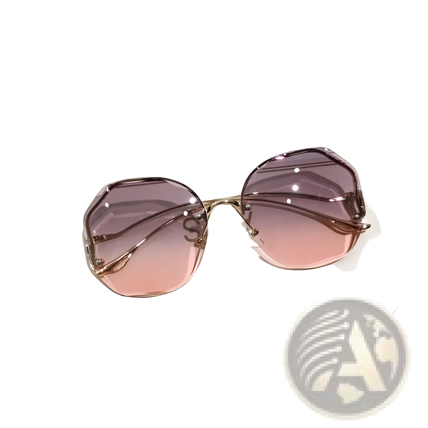 Gradient Oversized Geometric Metal Frame Sunglasses