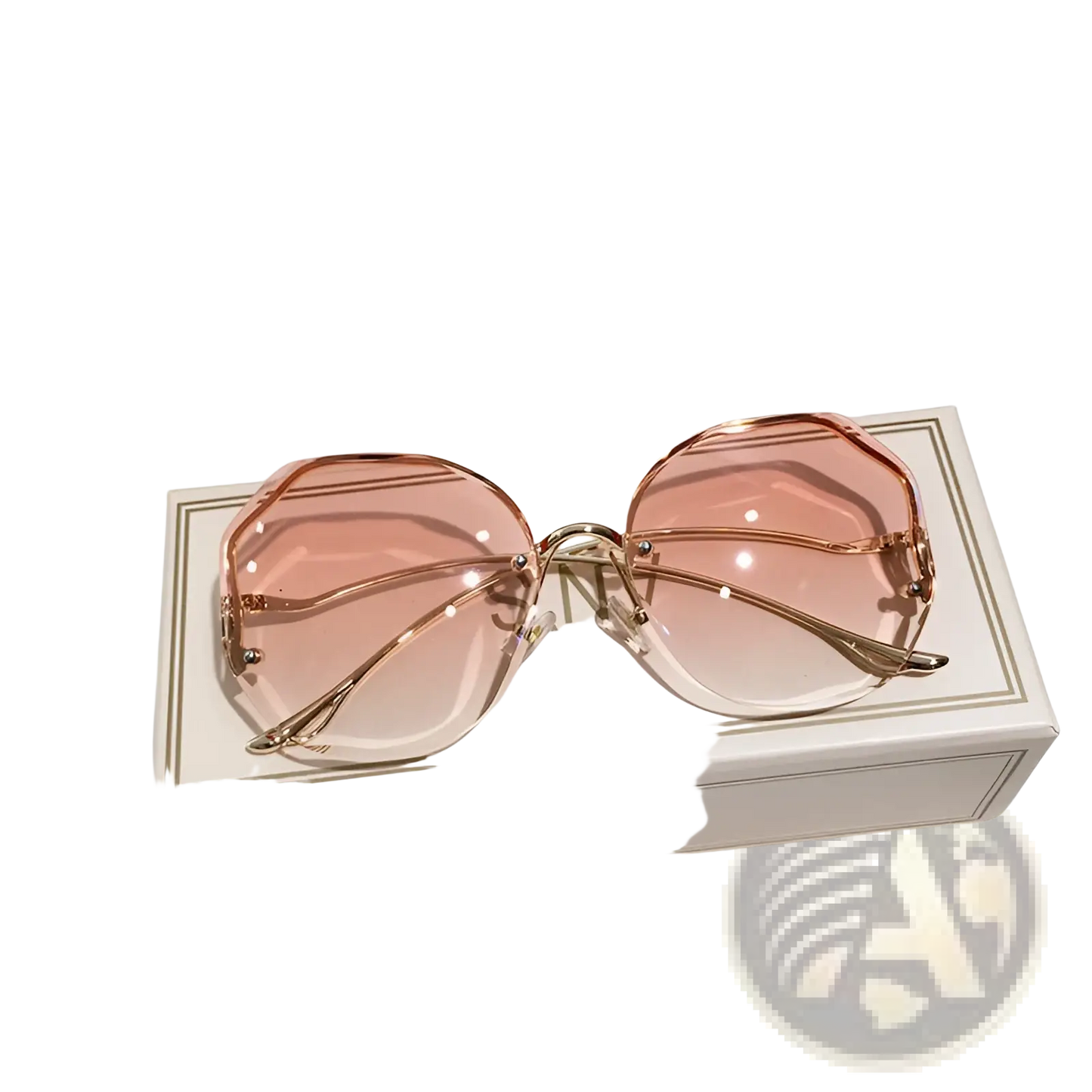 Gradient Oversized Geometric Metal Frame Sunglasses