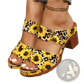 Graffiti High Heel Slide Sandals with Buckle