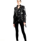 Women's Graffiti Rivet Studded Fringe Leather Jacket
