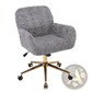 Gray Faux Fur Office Chair with Gold Metal Base