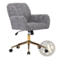 Gray Faux Fur Office Chair with Gold Metal Base