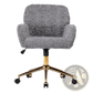 Gray Faux Fur Office Chair with Gold Metal Base